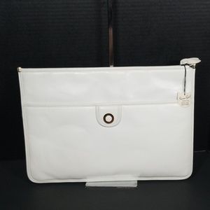 White Leather Envelope Clutch/ Handbag- XLarge